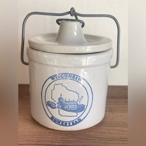 Vintage Wisconsin ceramic cheese crock